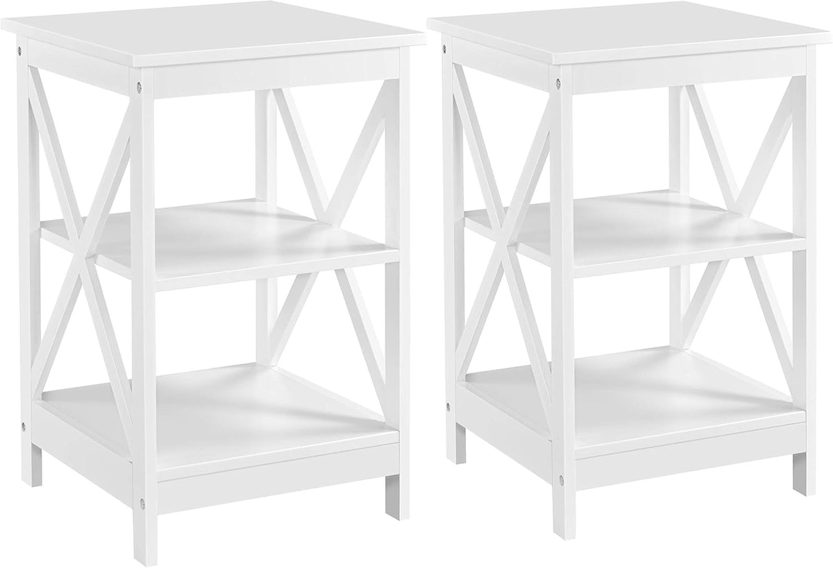 Black 3-Tier Wooden End Table Set of 2 S890502