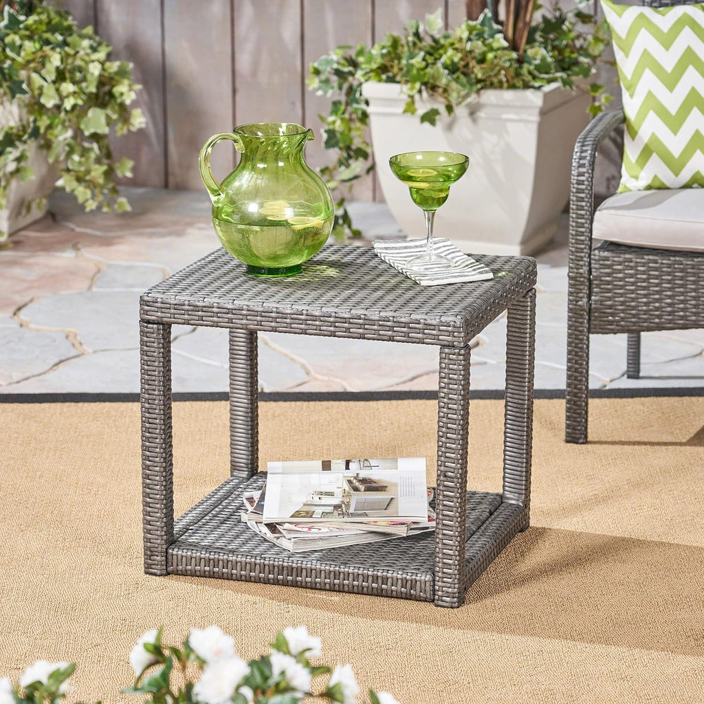 Grey Outdoor Wicker Accent Table M342534