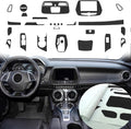 Carbon Fiber Texture Vinyl Wrap Center Console Dashboard Cover for Chevrolet Camaro 28PCS Black Z962038