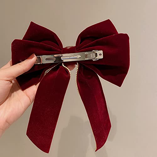 Red Velvet Hair Bow Clip F994