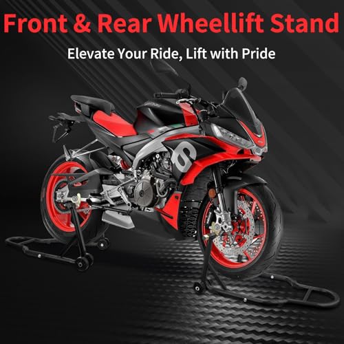 Motorcycle Stand & Lift Combo 882LBS Front/Rear Wheel Stand Black P698