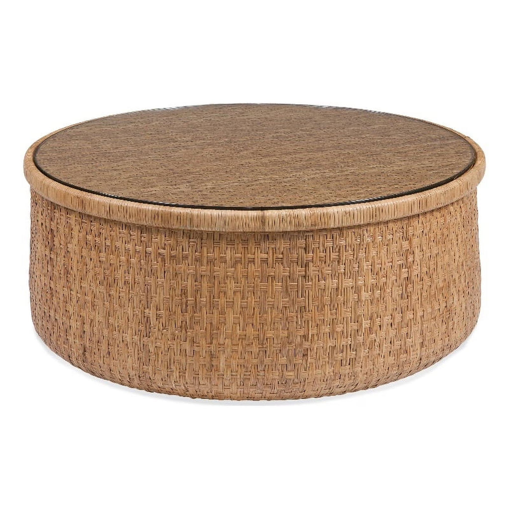 Round Rattan & Glass Cocktail Table R6552