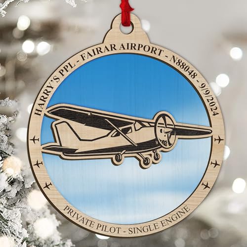 Wooden Airplane Christmas Tree Ornament K3408