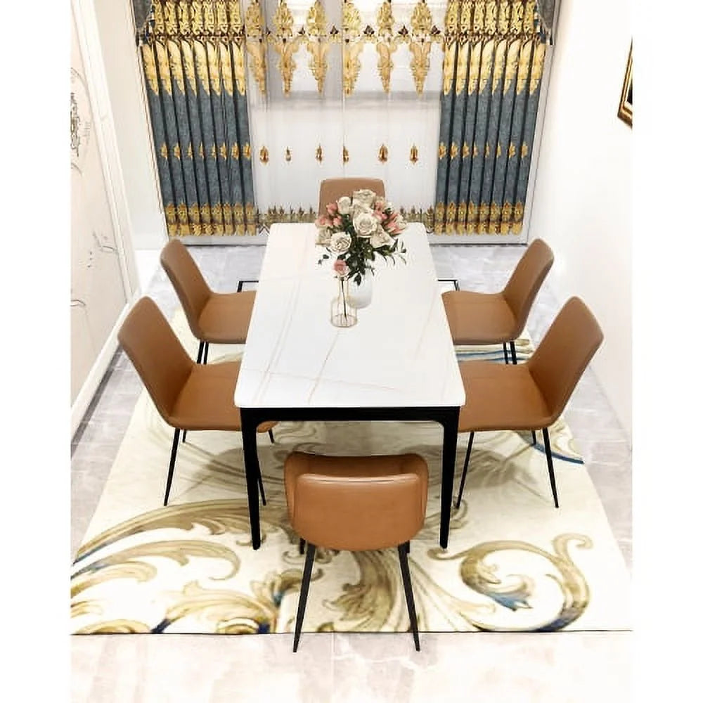 White Sintered Stone Dining Table 63 inch Z93268