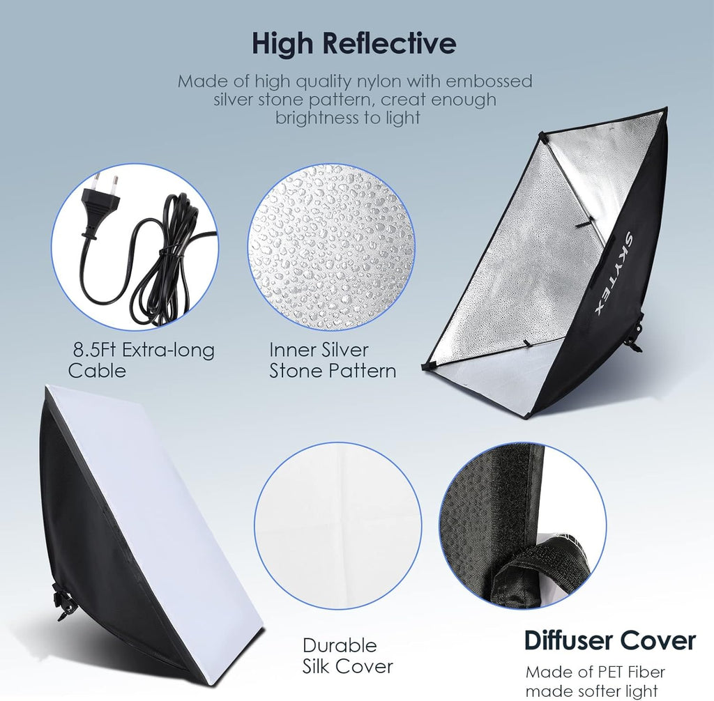 Softbox Continuous Photography Lighting Kit with 2 Soft Boxes and 2 LED Bulbs P6764
