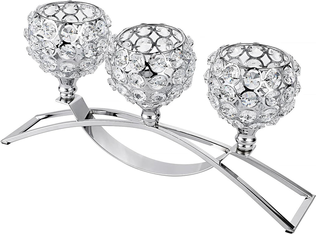 3 Arms Crystal Candle Holders Candelabra (Golden) M522
