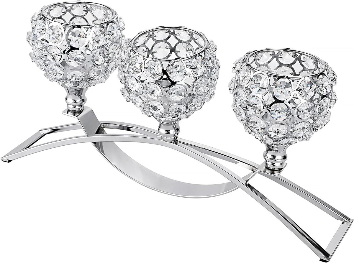 3 Arms Crystal Candle Holders Candelabra (Golden) M522