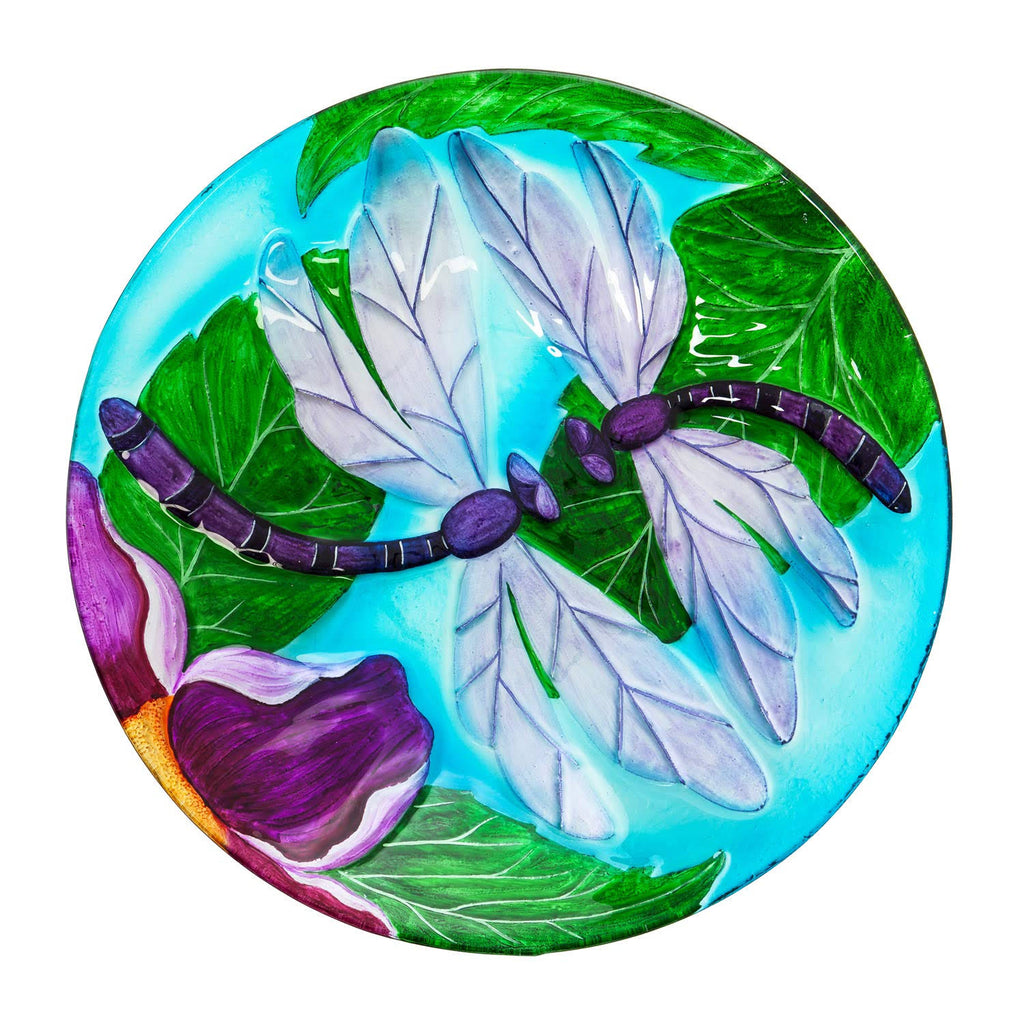 Solar Hand Painted Glass Bird Bath with Stand F75397