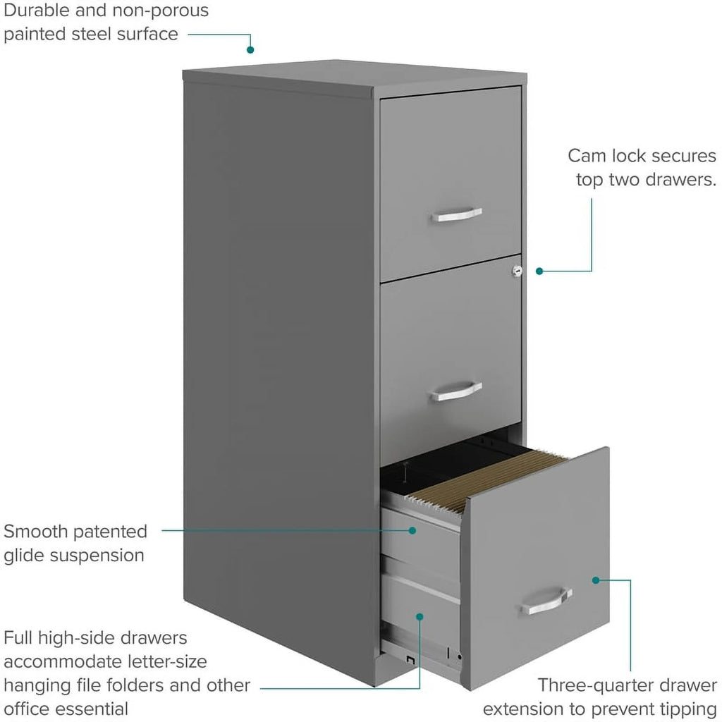 3 Drawer Metal File Cabinet with Lock I637