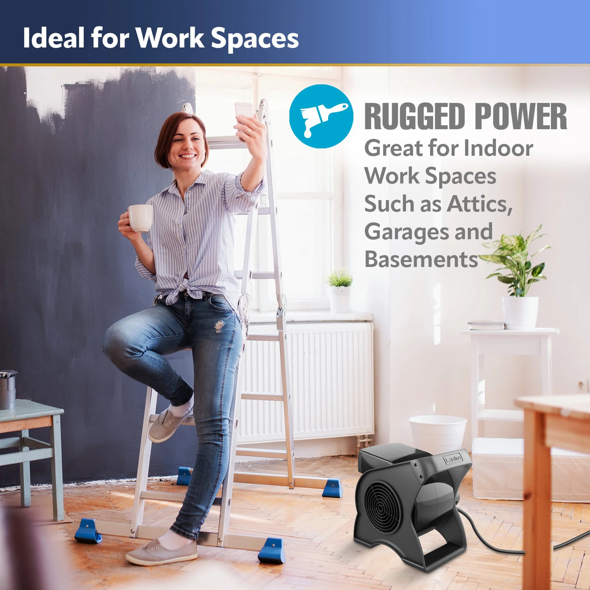 12 Pivoting High Velocity 3-Speed Blower Fan with Outlets, Black K28078