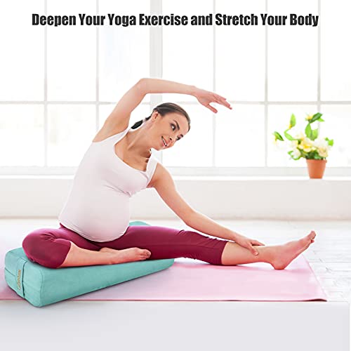 Yoga Bolster Pillow with Carry Handle, Removable Machine Washable Soft Suede Pillowcase Z4589