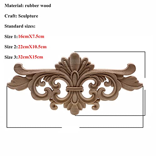 Natural Floral Wood Carved Wooden Figurines Corner Appliques Frame Wall Door Furniture Wood Carving Decorative 10cmX55cm N92222