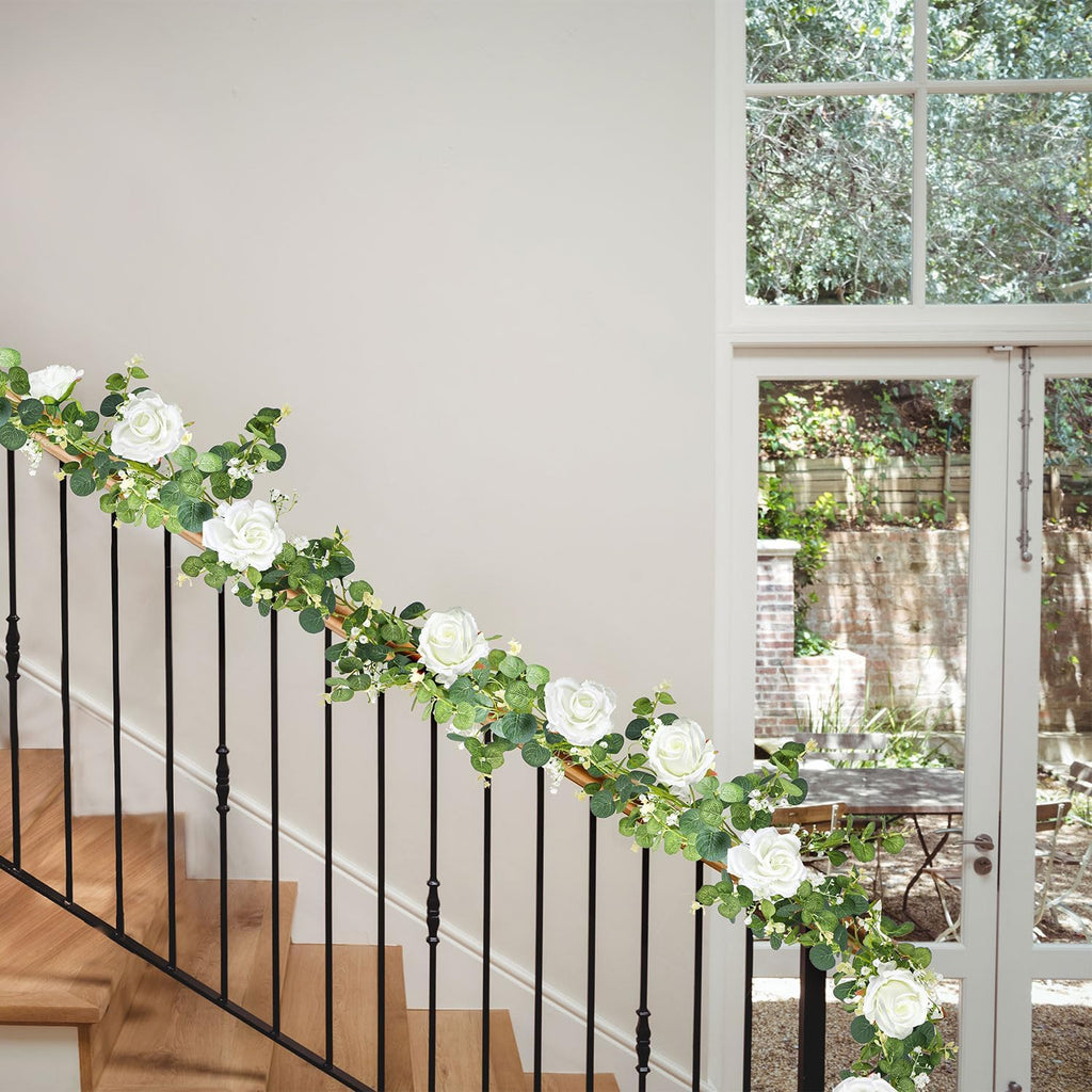 6.5ft Artificial Eucalyptus Garland with Flowers V12492