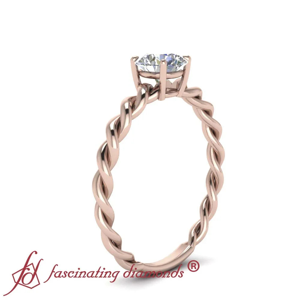 14K Gold Twisted Engagement Ring Diamond U530
