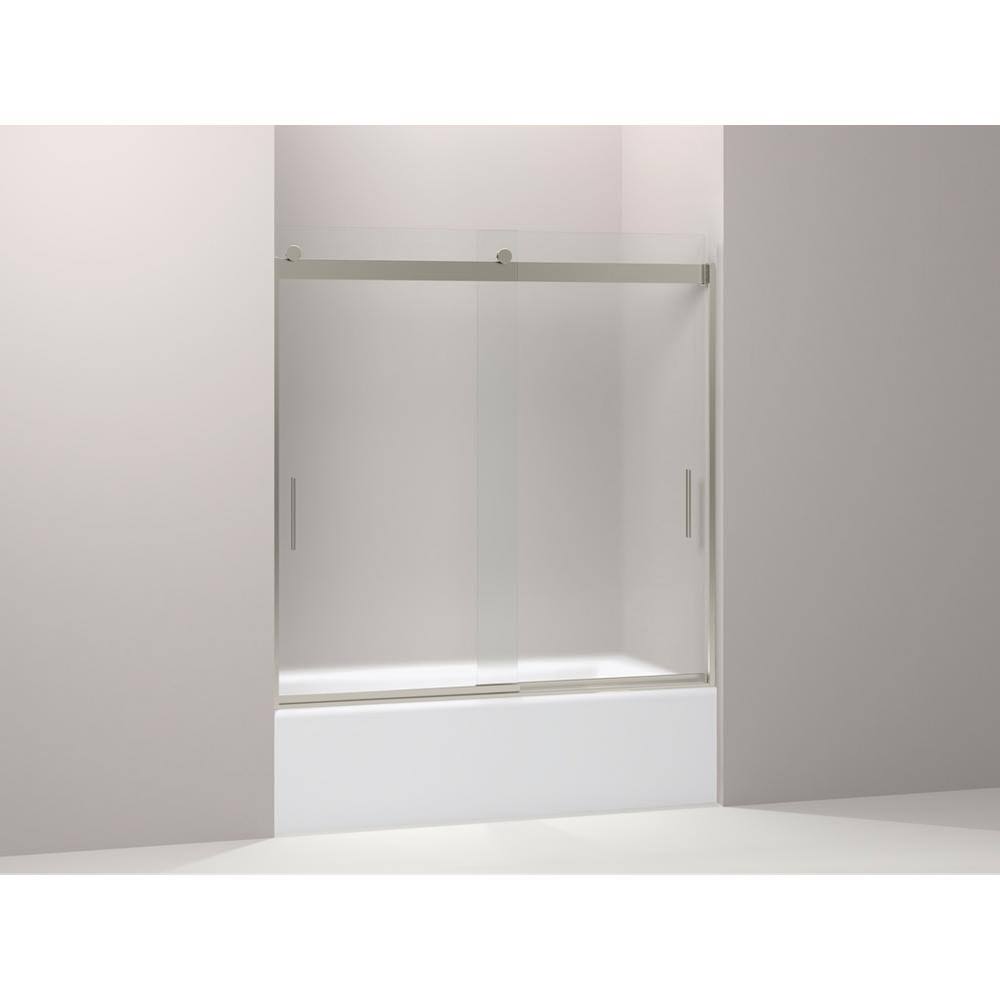 Frameless Sliding Bath Door with Frosted Glass, Matte Nickel A3140
