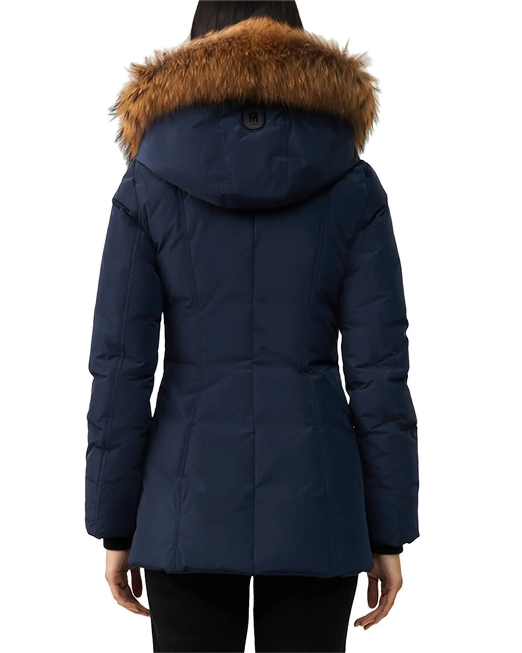 Navy Fur Trim Down Coat K162