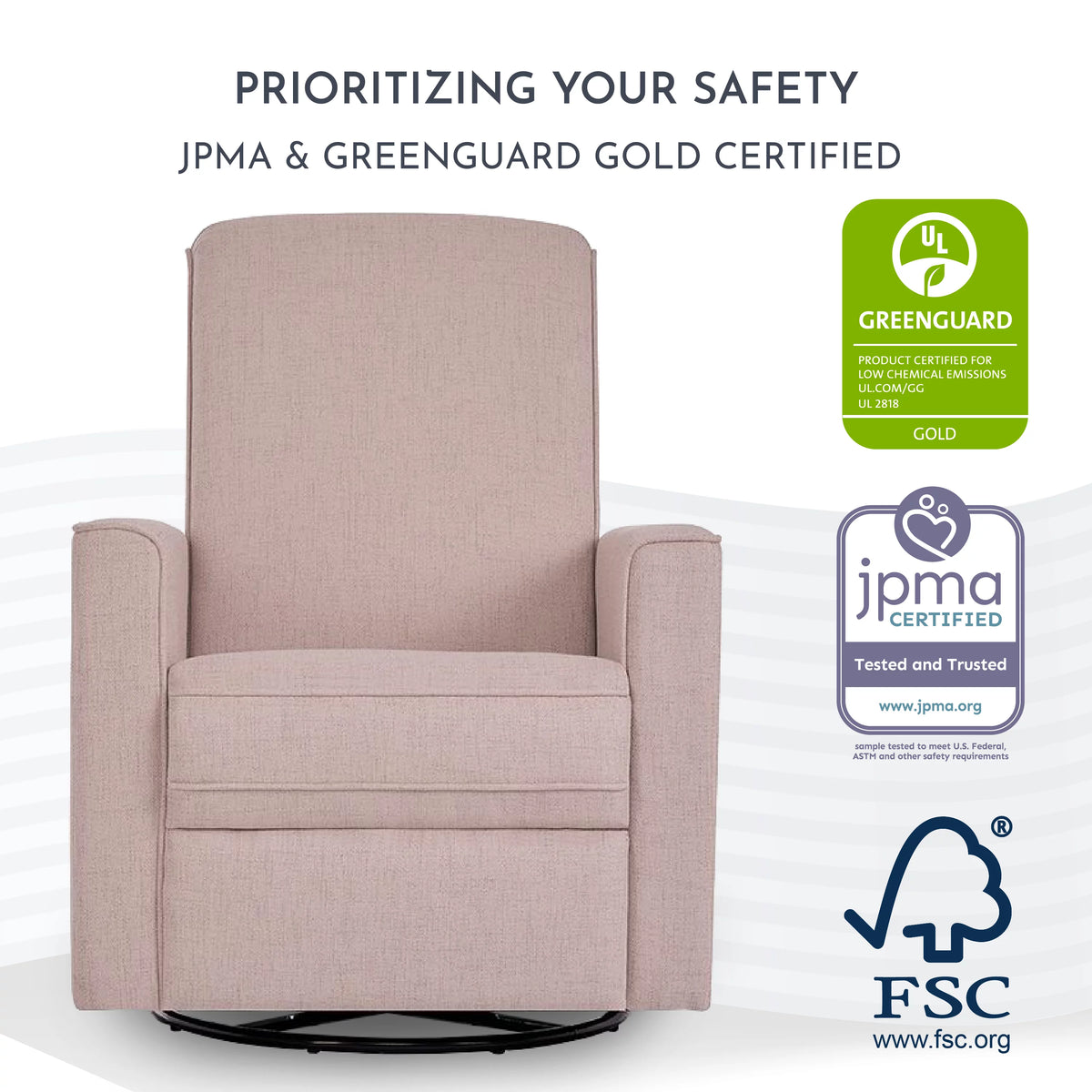 Rose Polyester Glider Recliner H80273