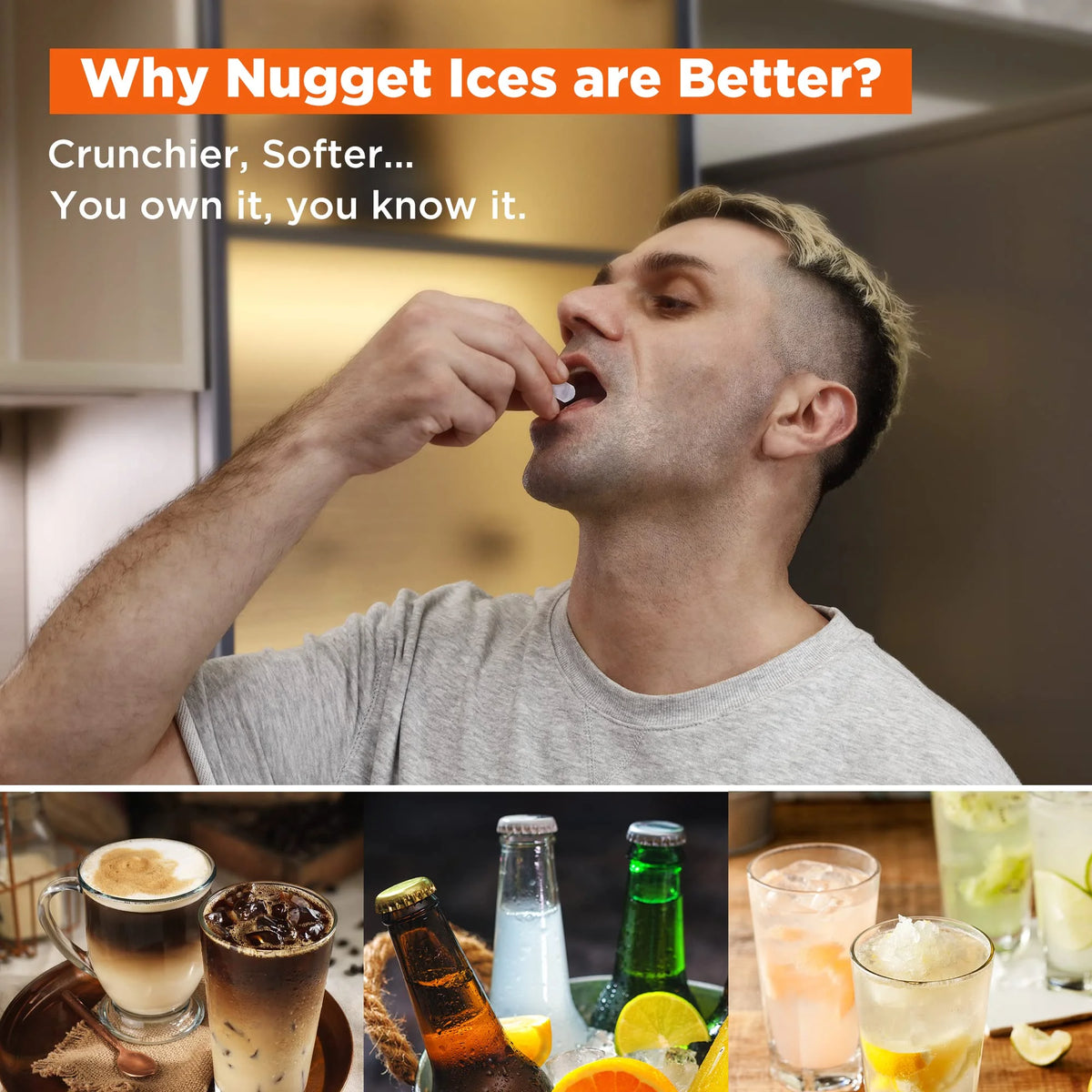 Portable Countertop Nugget Ice Maker, 55Lbs/24H, Self-Cleaning C86268