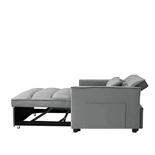 Beige Velvet Convertible Sleeper Sofa Bed with Pullout Bed F928358