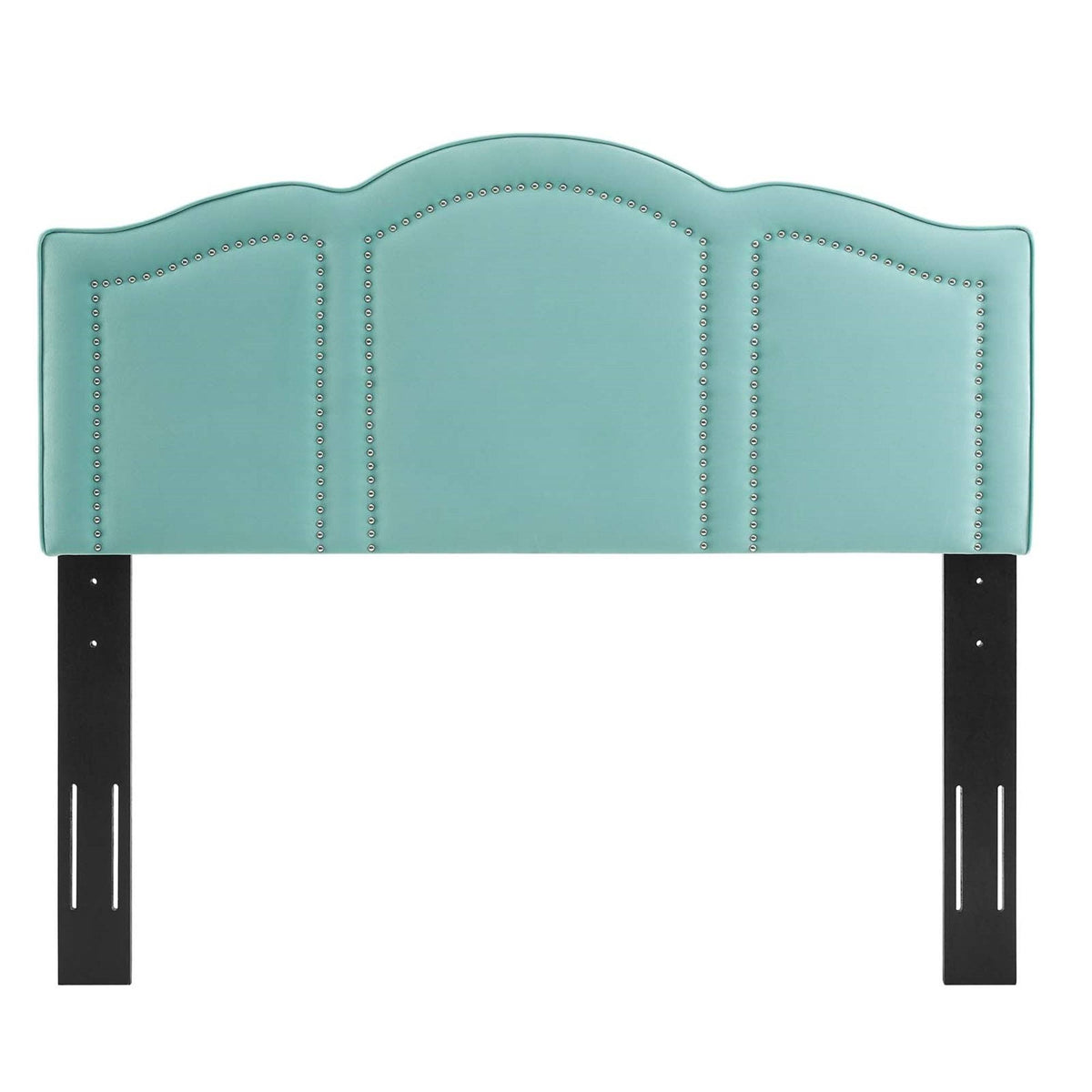 Light Green Velvet King Size Headboard with Nailhead Trim Y915