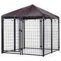 4.6' x 4.6' x 5' Black Welded Wire Outdoor Dog Kennel F1723