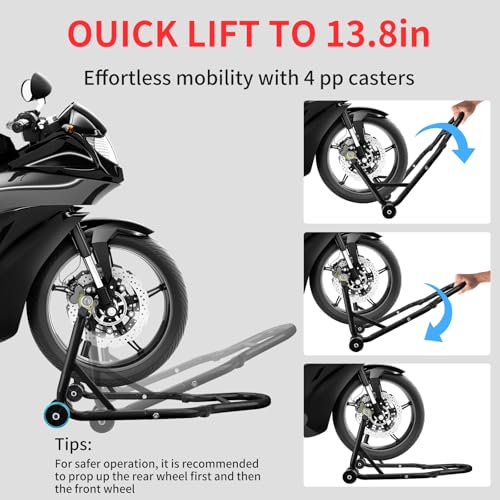 Motorcycle Stand & Lift Combo 882LBS Front/Rear Wheel Stand Black P698