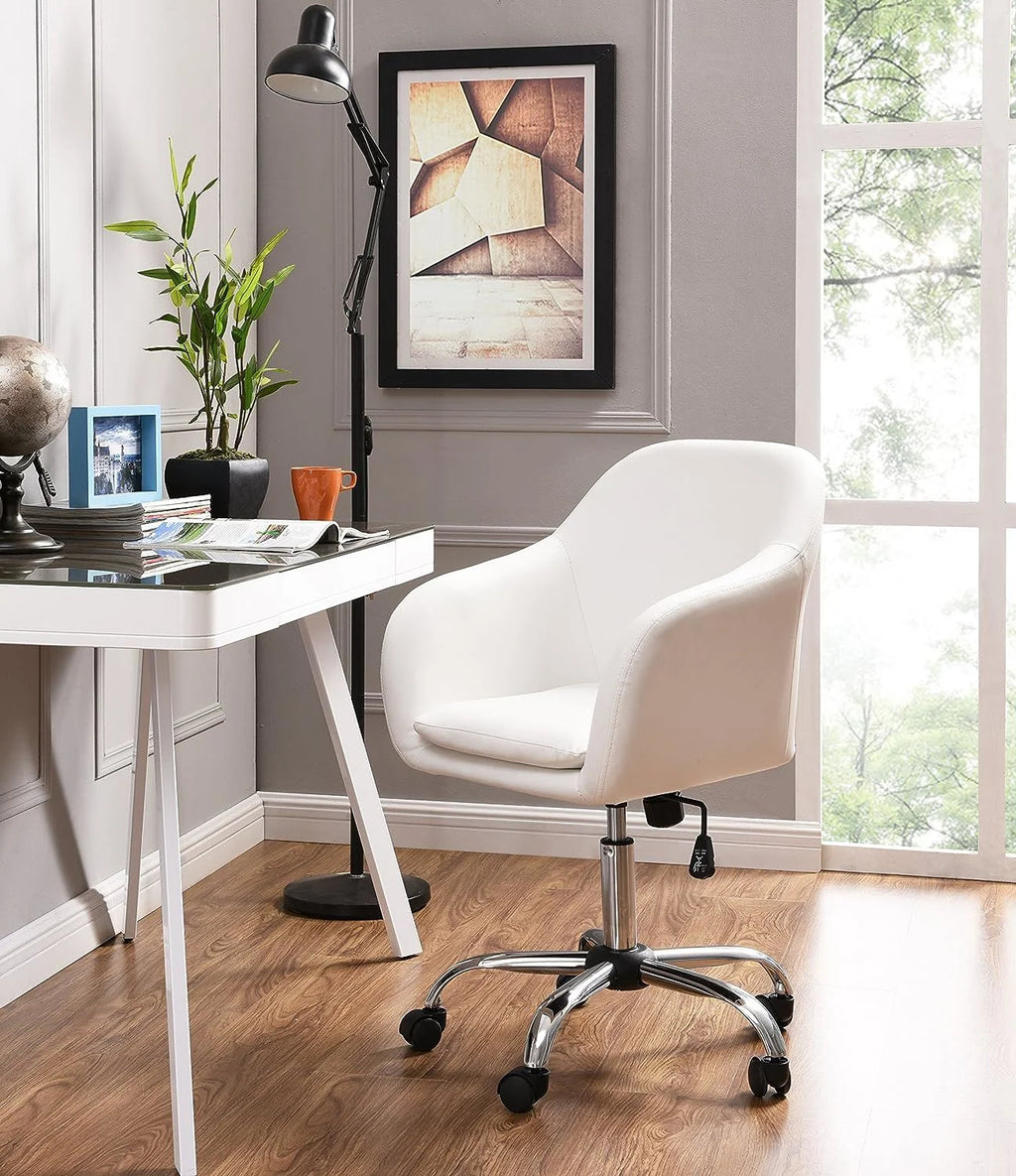 White Mid Back Desk Chair A99615
