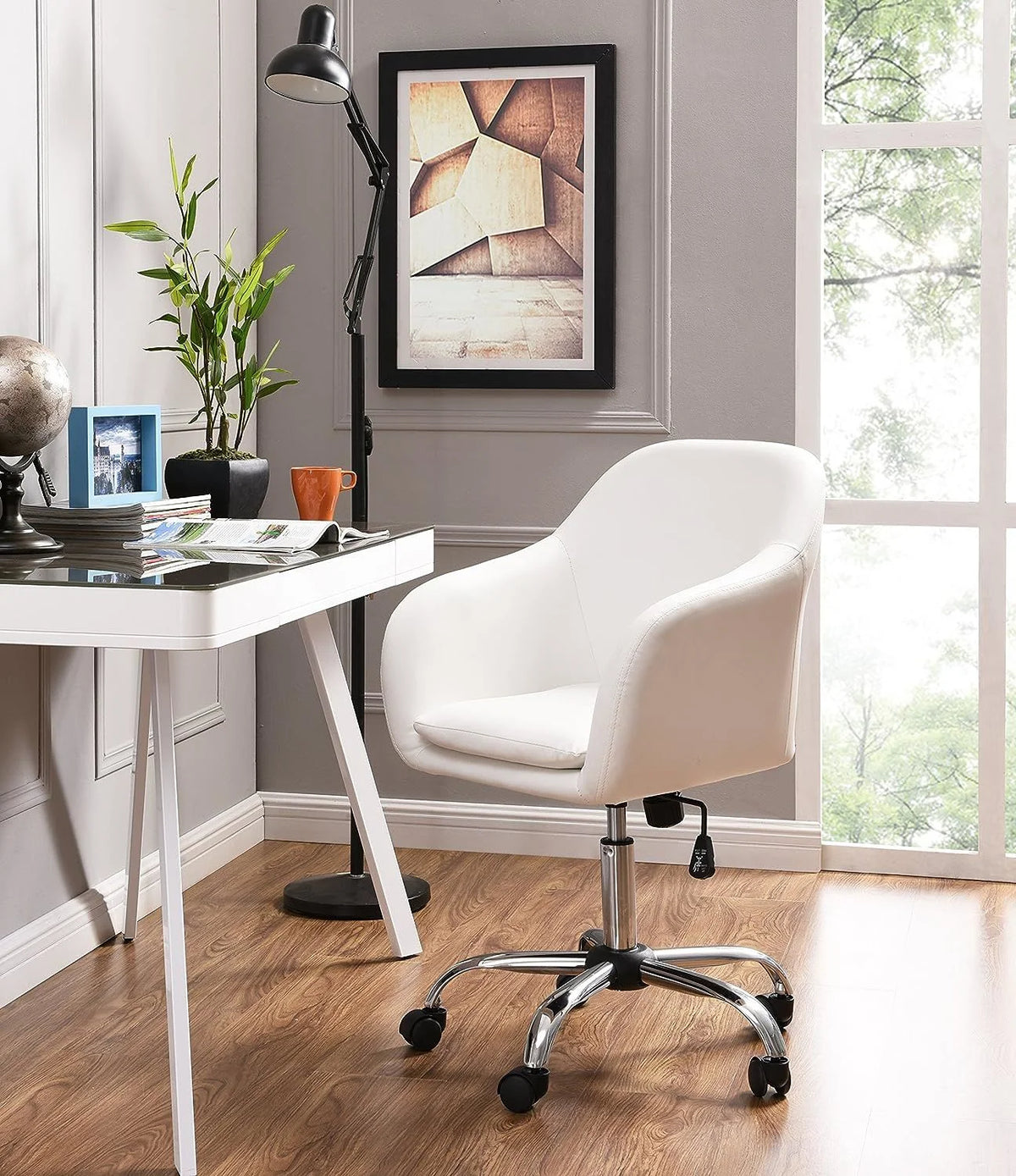 White Mid Back Desk Chair A99615