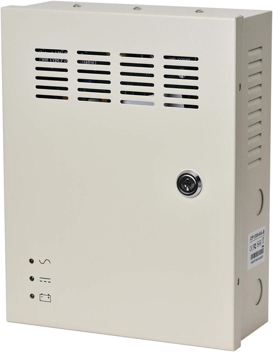 9 Channel 12V 5Amp DC Metal Boxed Cabinet Regulated UPS Power Supply Unit O293316