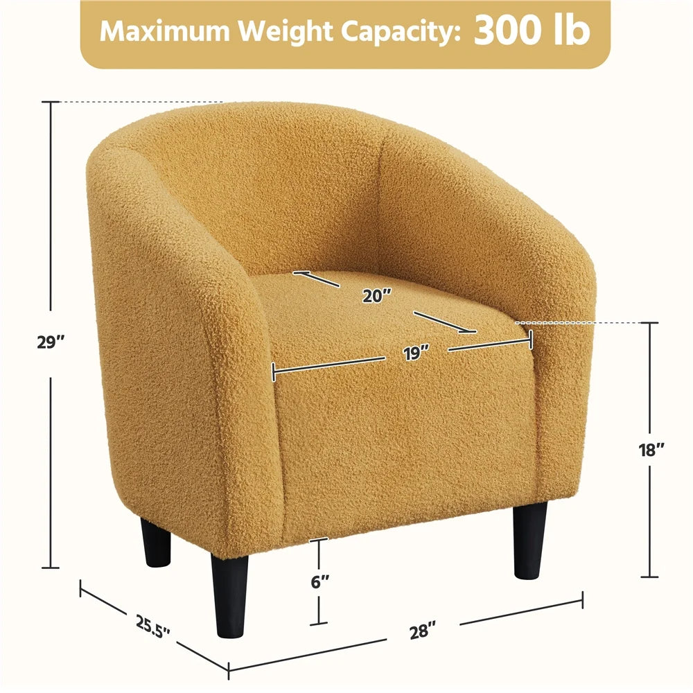 Mustard Yellow Upholstered Barrel Accent Chair V9724