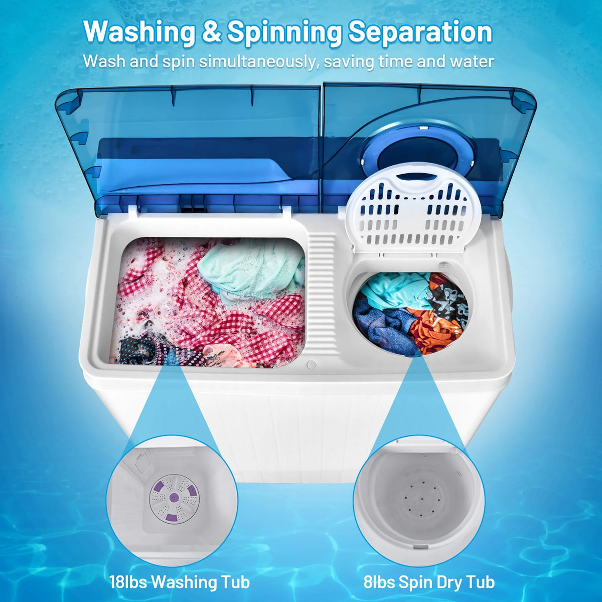 Portable Semi-automatic Washing Machine Blue H680931