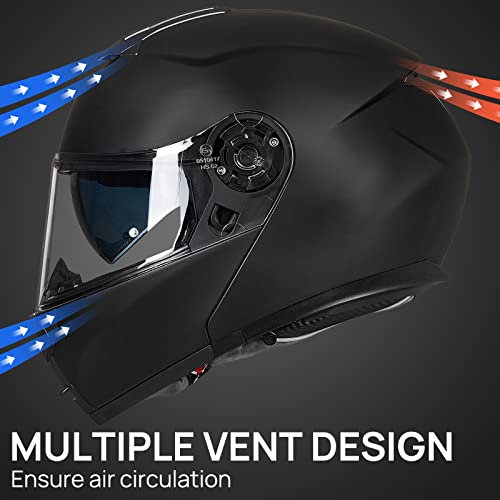 Matte Black Large Modular Full Face Motorcycle Helmet L225