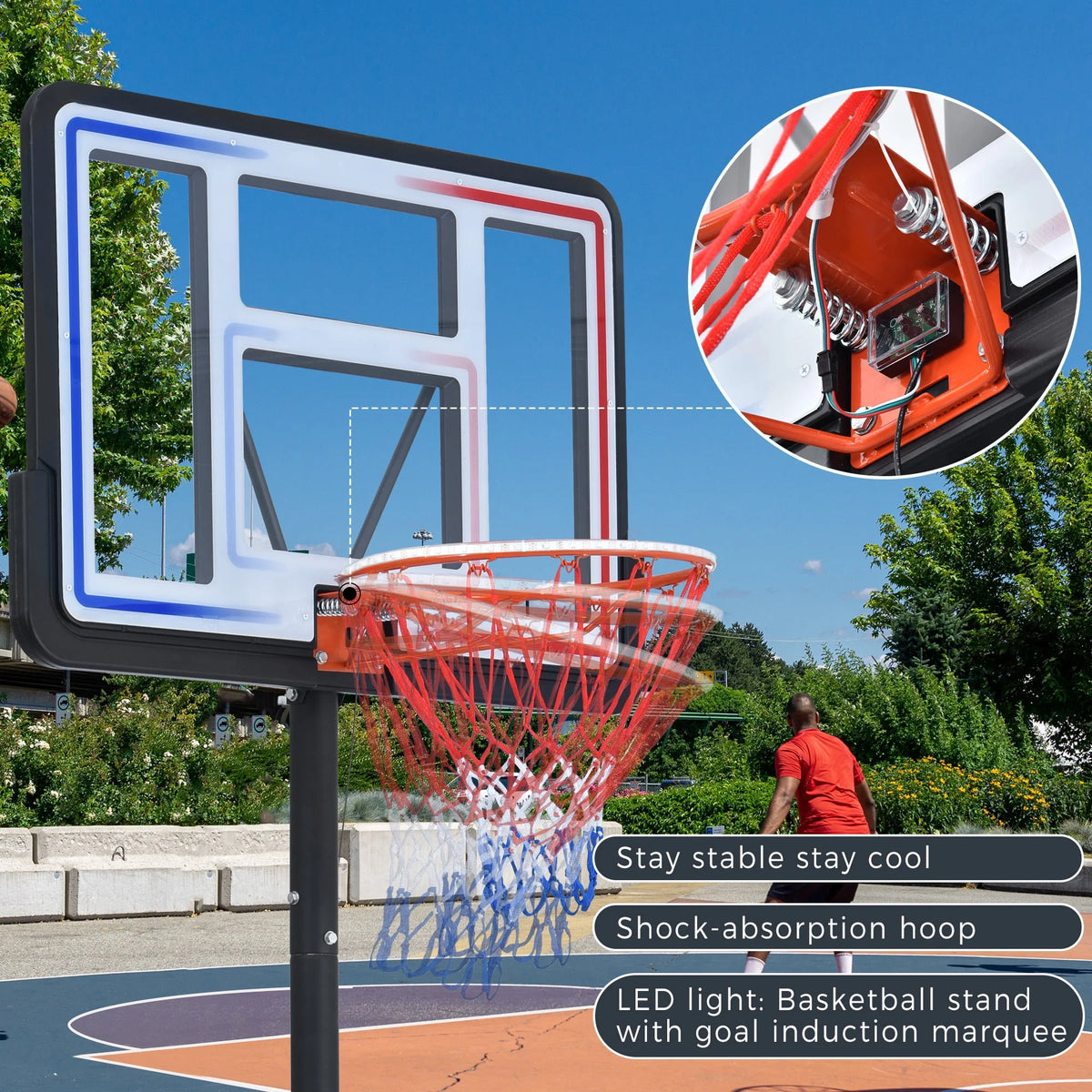 Kids Adjustable Basketball Hoop with Wheels B7445
