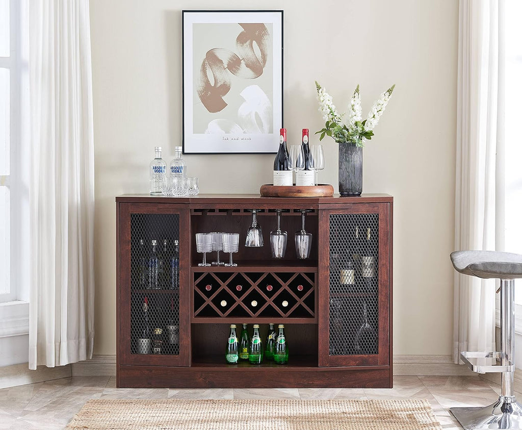 Mahogany Bar Cabinet with Two Wire Mesh Doors K84927