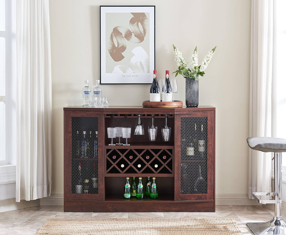 Mahogany Bar Cabinet with Two Wire Mesh Doors K84927