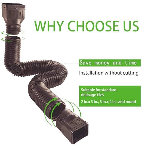 3 Pack Flexible Downspout Extension 21 to 60 Inches Brown G292