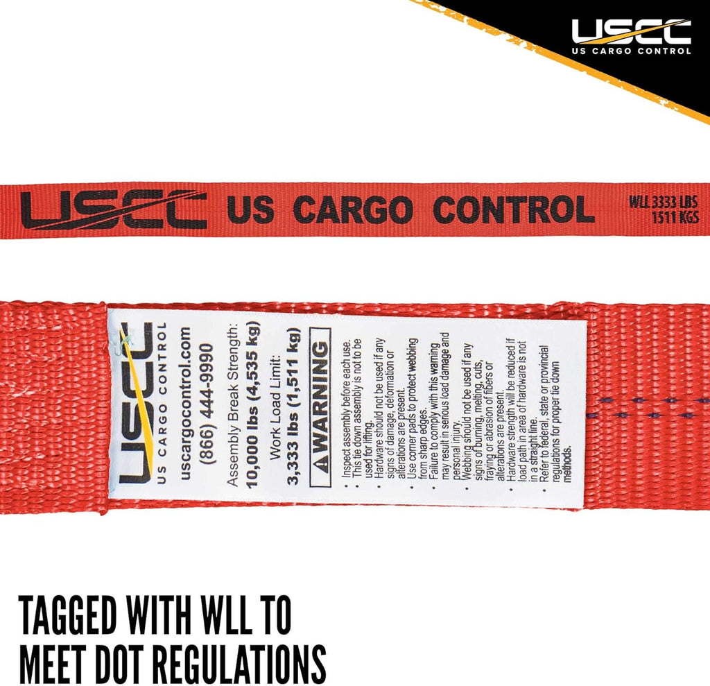 2 Inch x 27 Foot Red Ratchet Straps with Double J Hooks, 4 Pack G503