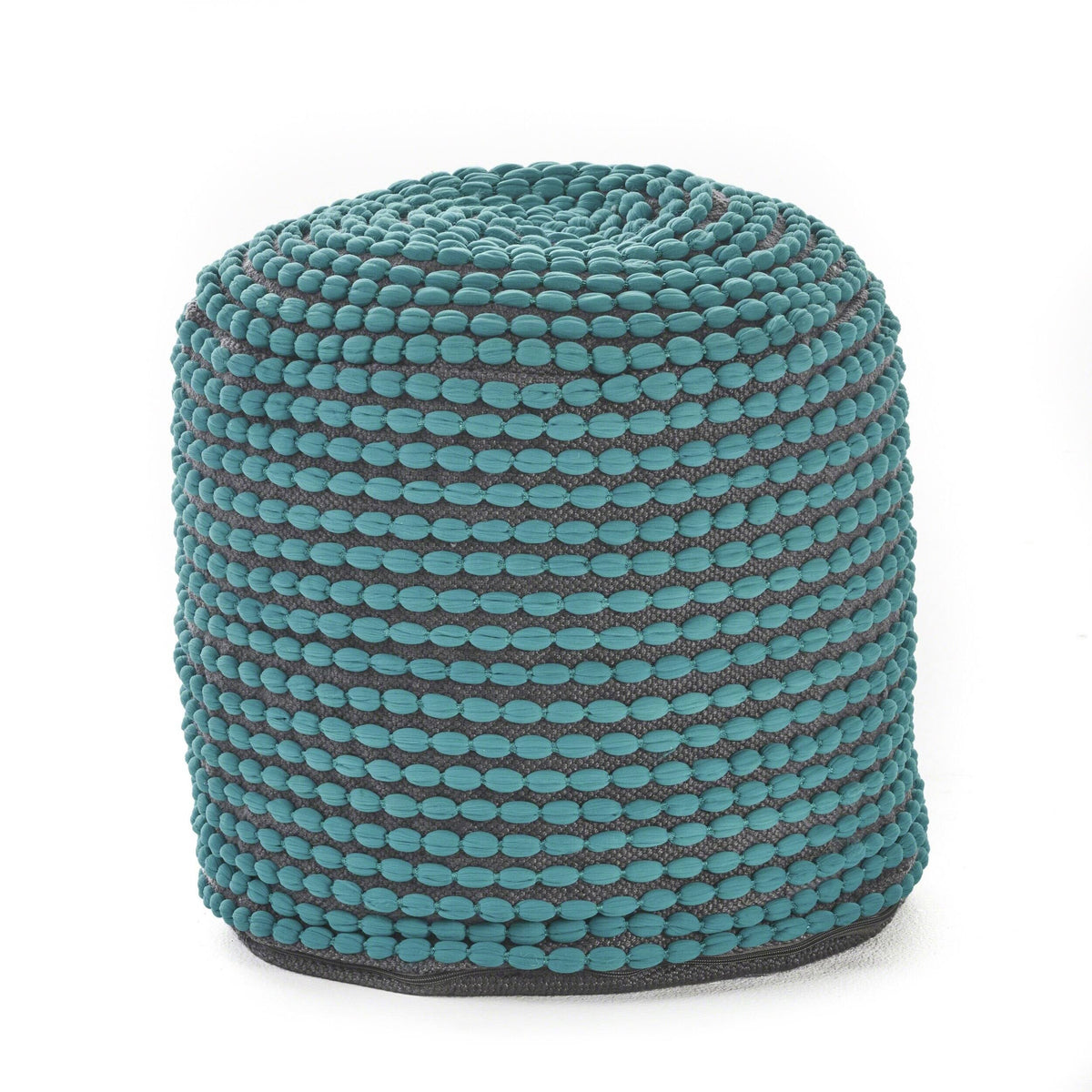 Green Handcrafted Fabric Ottoman Pouf B10261