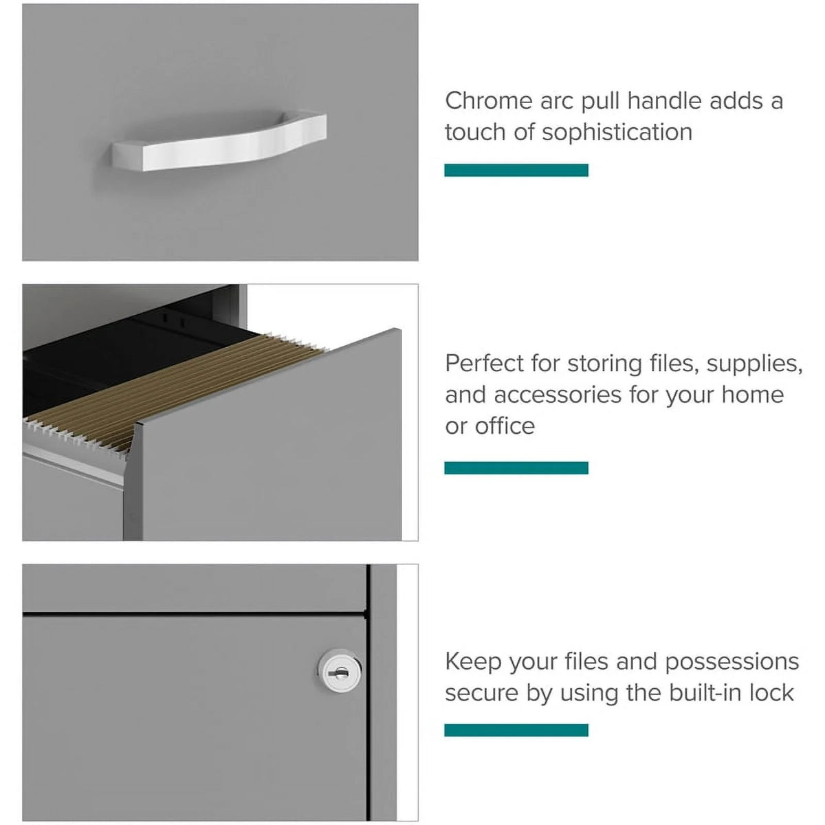 3 Drawer Metal File Cabinet with Lock I637