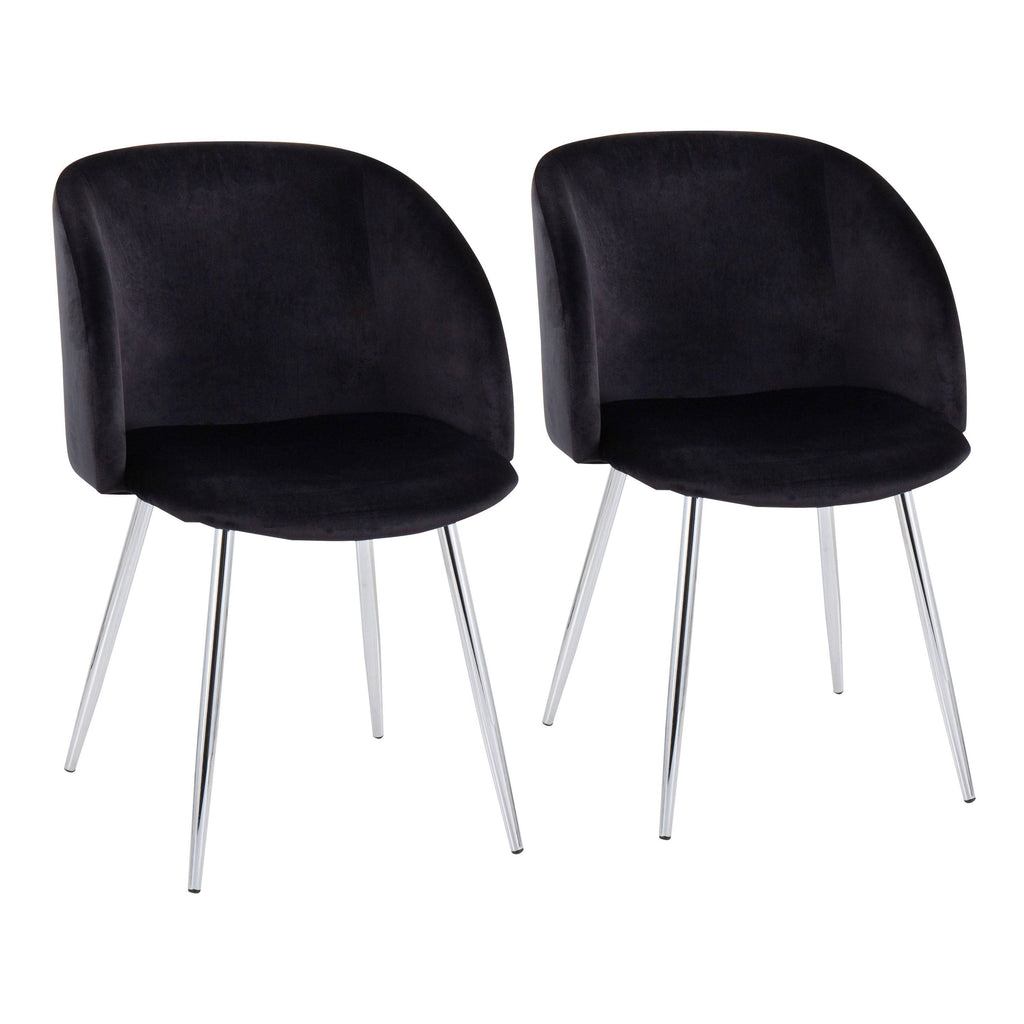 Black Velvet and Chrome Chair Set of 2 K47624