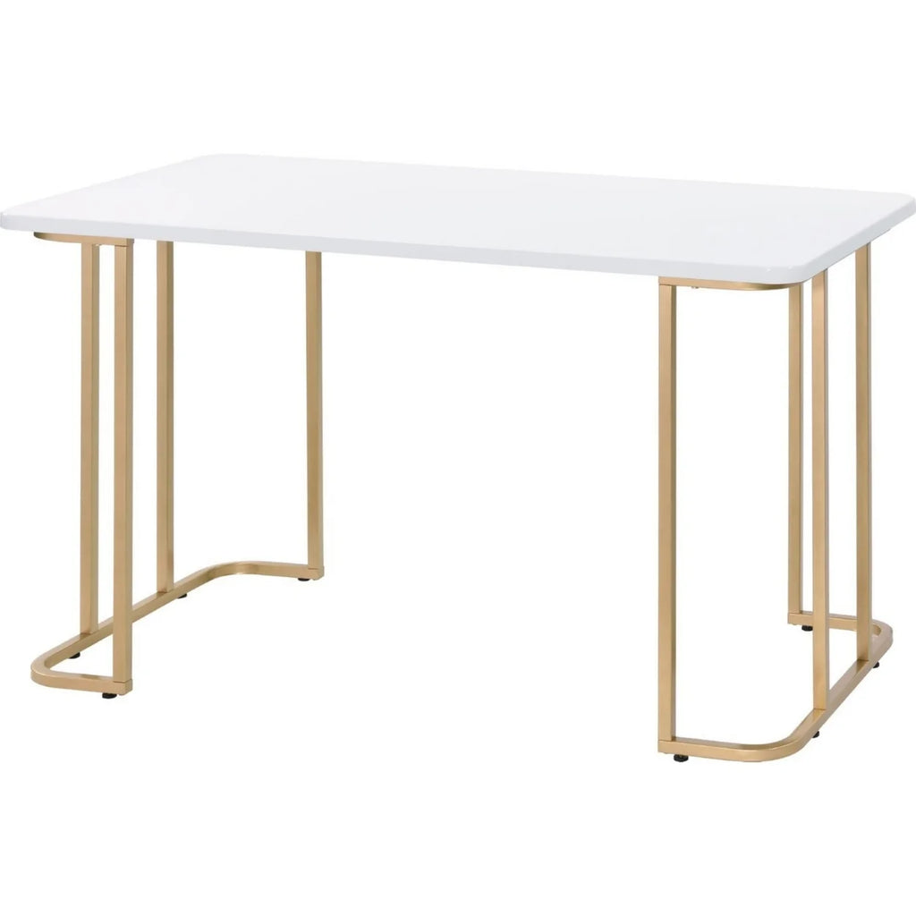 White Writing Desk with Metal Sled Base S518608
