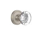 Classic Rosette Double Dummy Round Clear Crystal Glass Door Knob, Satin Nickel Z93486