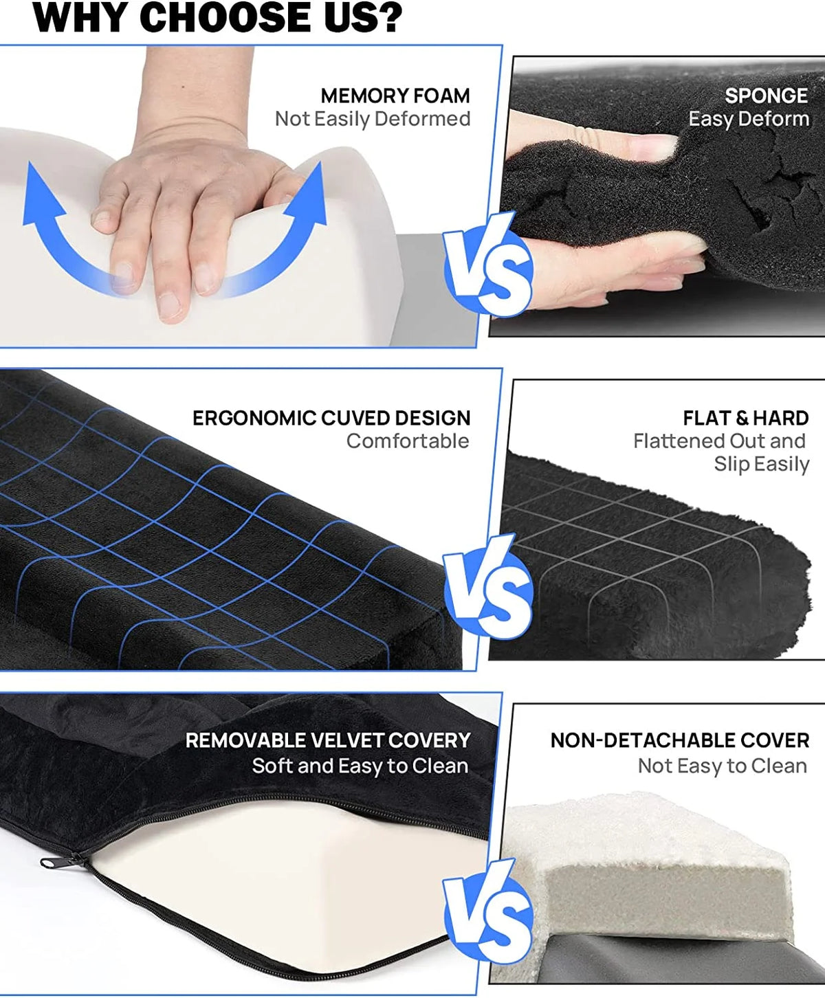 Black Memory Foam Knee Scooter Seat Cushion Z7738