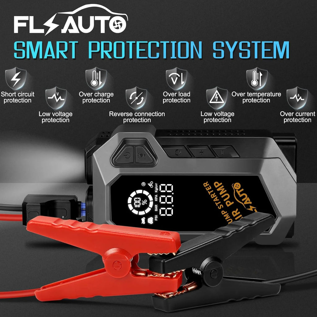 Portable 4000A Peak Car Jump Starter with 150 PSI Air Compressor E70695