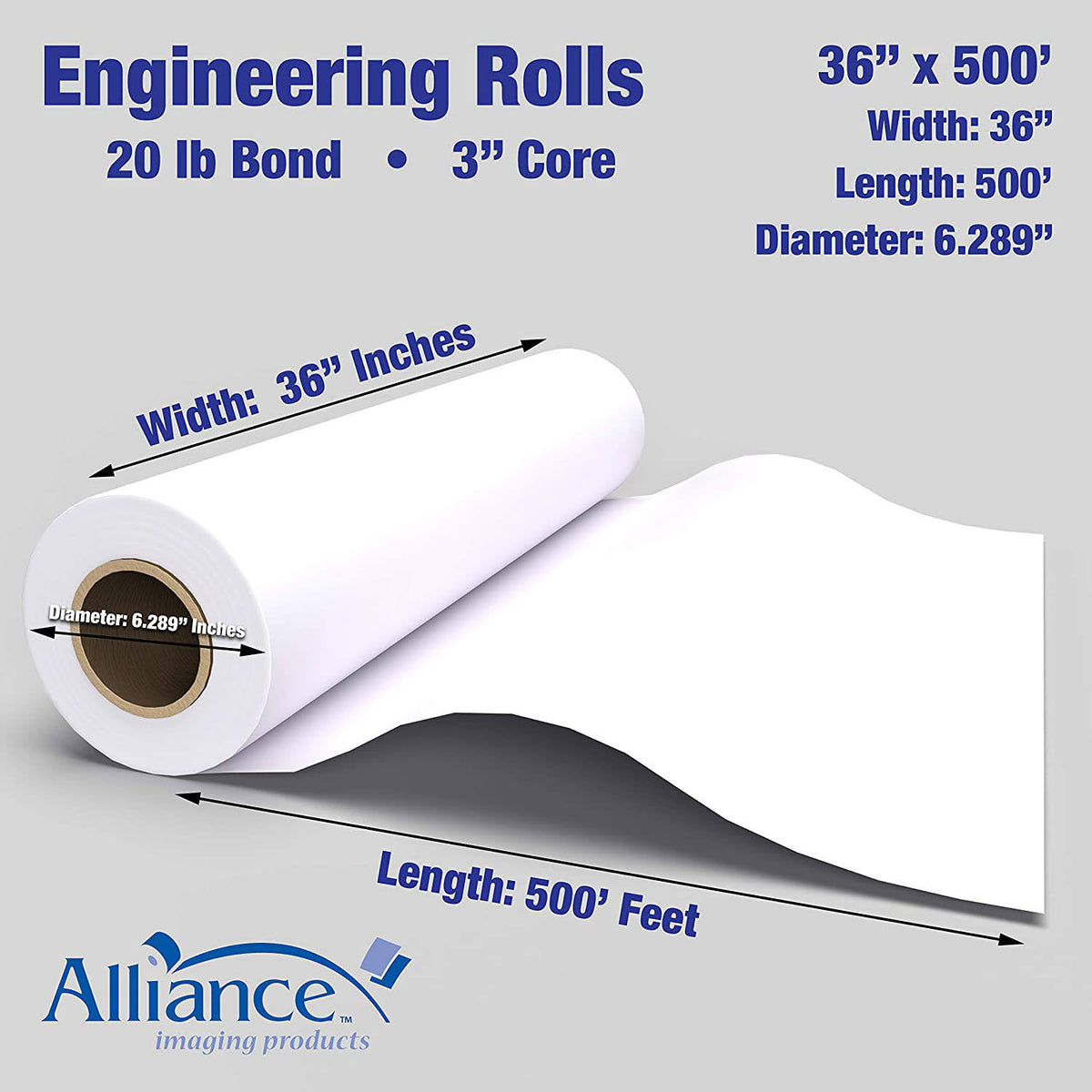 36 inch x 500 Foot 20lb Bond Plotter Paper P613472