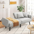Light Grey Convertible Futon Sofa Bed with 2 Pillows N4551