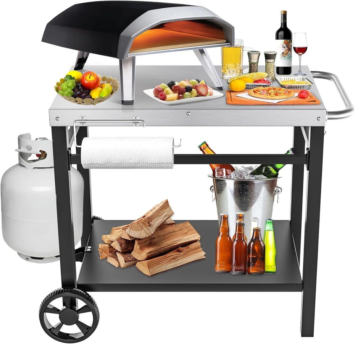 Outdoor Grill Cart Table with Wheels P157