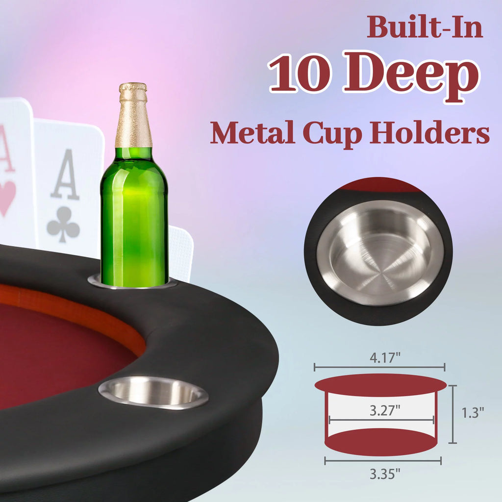 Foldable Poker Table 10 Players Red Felt I50482