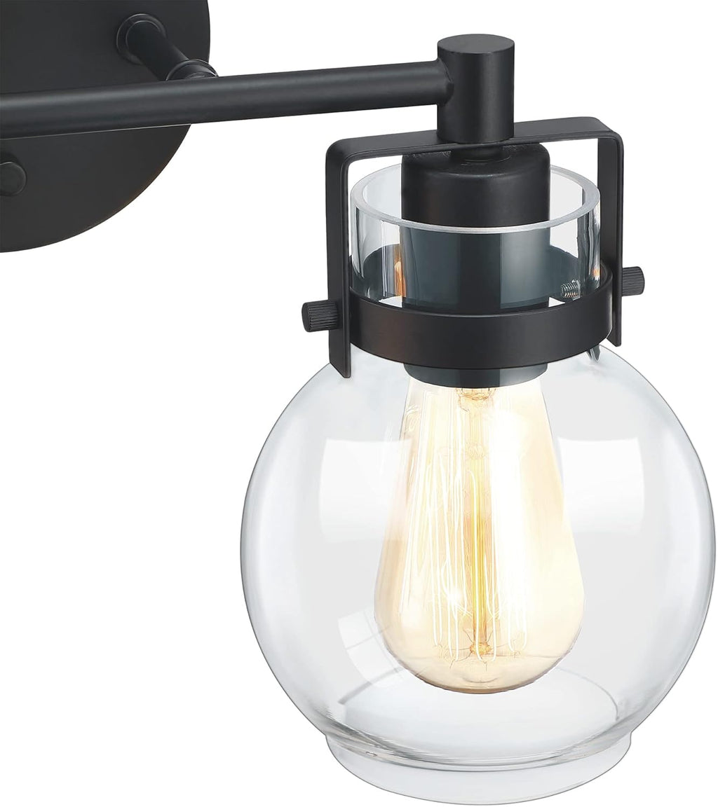 2 Light Black Metal Wall Sconce Lamp Fixture N9443