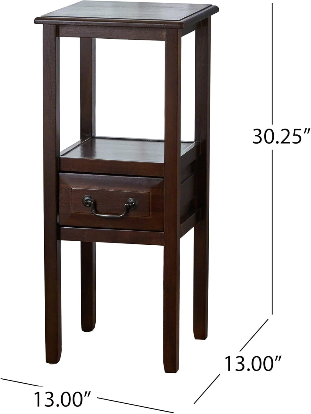Brown Mahogany Acacia Wood Accent Table with Drawer A355971